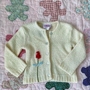 Vintage Cream Kids Sweater with Floral Embroidery